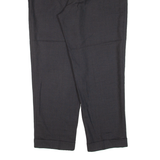 YVES SAINT LAURENT Pleated Pinstripe Mens Knit Trousers Black Tapered Wool W40 L30