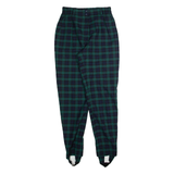 STARK Plaid Stirrups Womens Trousers Green Skinny 90s Wool W26 L30