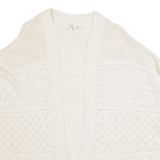 FAT FACE Tassel Womens Cardigan Cream Open Knit Sleeveless S