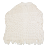 FAT FACE Tassel Womens Cardigan Cream Open Knit Sleeveless S