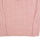 FAT FACE Womens Jumper Pink 1/4 Zip Cable Knit UK 8