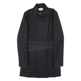 REISS Womens Trench Coat Black Knit Wool UK 8