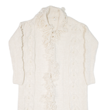 RIVER ISLAND Womens Overcoat Coat Cream Knit XS