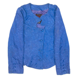 FAUST Womens Blazer Jacket Blue Knit S