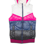 ADIDAS Insulated Womens Puffer Gilet Blue Hooded Colourblock XXS