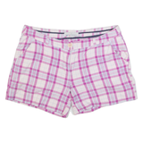 CREW CLOTHING Womens Chino Shorts Purple Check UK 12 W34