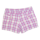 CREW CLOTHING Womens Chino Shorts Purple Check UK 12 W34