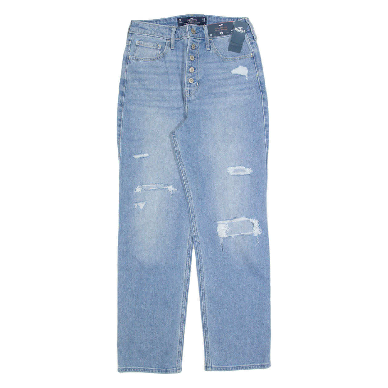 Ripped Jeans Hollister Straight Jeans Womens Women's Low-Rise
