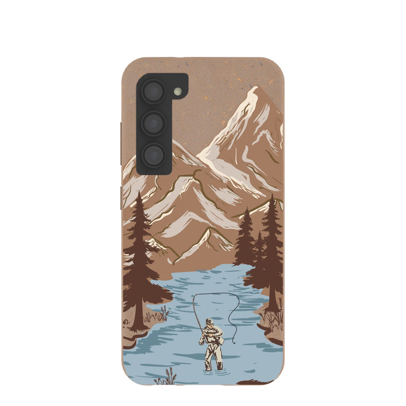 Chocolate Brown Gone Fishing Samsung Galaxy S23 Case