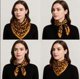 Anyyou Fashion Premium Satin Square Scarf – Gold Black Silk-Feel Neckwrap for Women
