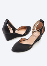 Garda Black Silk Ankle Strap Woman Medium Wedges