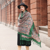 Anyyou 100% Merino Wool Patterns And Greens Silk Satin Large Winter Scarf Pashmina Shawl Bandana Perfect For Women Ladies Fashion Style