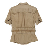 Cavalli Short Sleeve Shirt - Large Beige Cotton