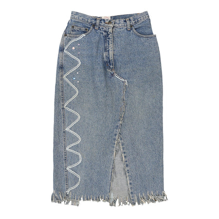 Bear'S Bazaar Midi Skirt - 28W UK 8 Blue Cotton