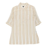 Armani Jeans Striped Short Sleeve Shirt - XL Beige Cotton