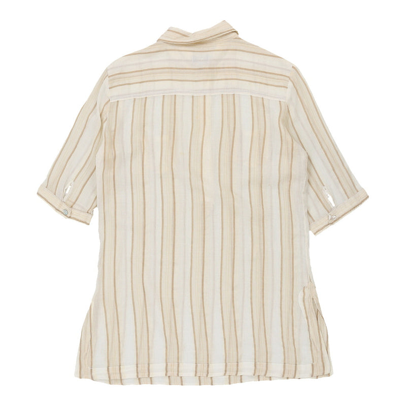 Armani Jeans Striped Short Sleeve Shirt - XL Beige Cotton