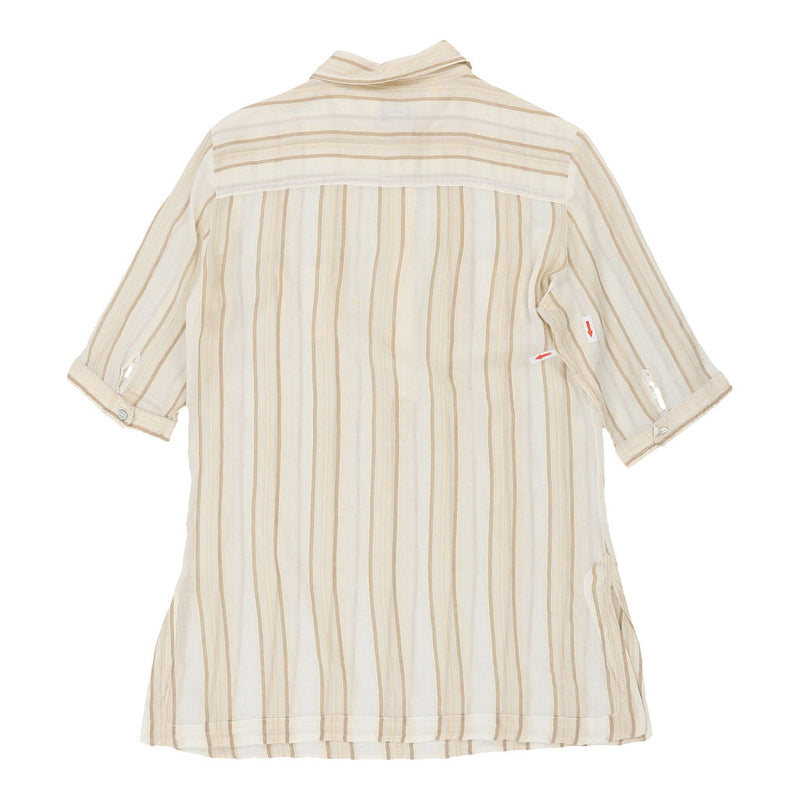 Armani Jeans Striped Short Sleeve Shirt - XL Beige Cotton