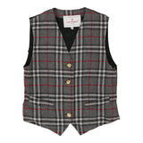 Junior Age 14 Laura Biagiotti Checked Waistcoat - Large Grey Wool Blend