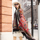 Anyyou 100% Pure Merino Wool Poncho Scarf for Women – Red Stained Pattern Oversized Winter Pashmina Shawl Wrap
