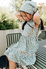 Girl dress - Green Flowers