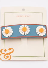Wide bar clip - Blue Flower