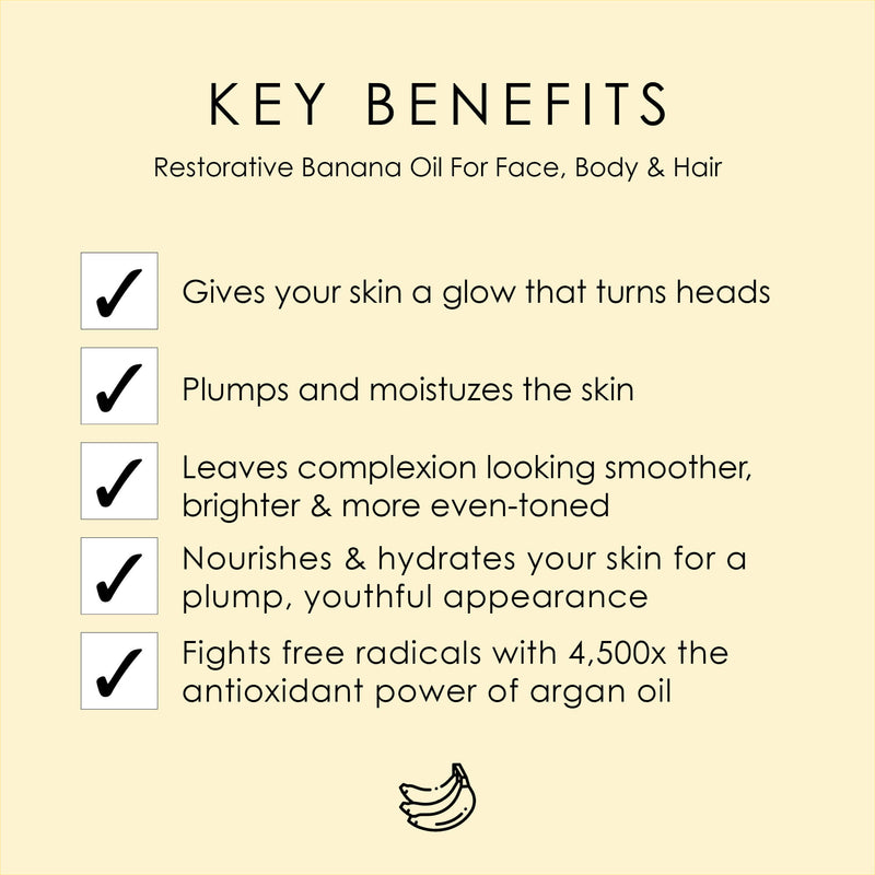 Image: Key benefits for pink banana glow boosting organic serum & face oil