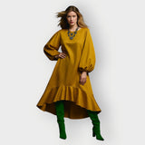 Plus Size Gold Leopard Print Jacquard Midi Dress - Aphrodite - Up to UK 24/US 20