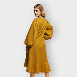 Plus Size Gold Leopard Print Jacquard Midi Dress - Aphrodite - Up to UK 24/US 20