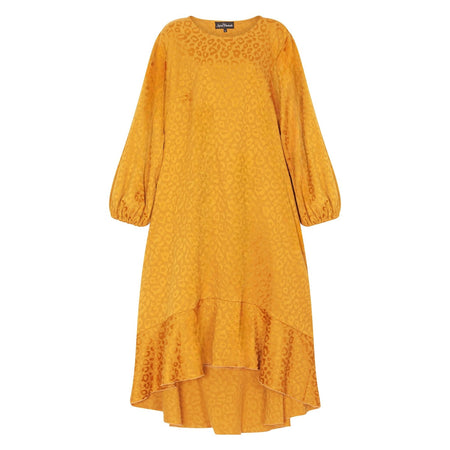 Plus Size Gold Leopard Print Jacquard Midi Dress - Aphrodite - Up to UK 24/US 20