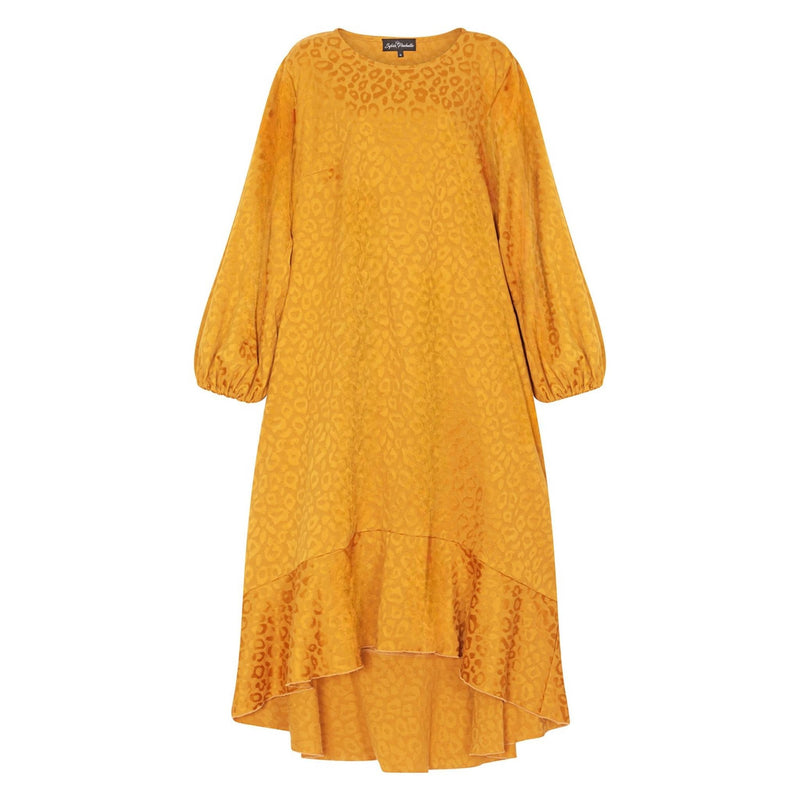 Plus Size Gold Leopard Print Jacquard Midi Dress - Aphrodite - Up to UK 24/US 20