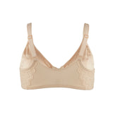 Grace - Peach Silk & Organic Cotton Lace Front Zip Wired Bra