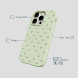 Sage Green Hearts iPhone 14 Pro Case