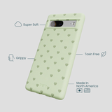 Sage Green Hearts Google Pixel 7a Case