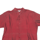HUA SI SILK COLLECTION Womens Plain Shirt Maroon Silk 2XL