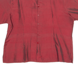 HUA SI SILK COLLECTION Womens Plain Shirt Maroon Silk 2XL