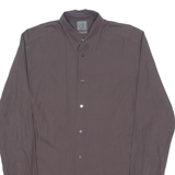 CALVIN KLEIN Slim Fit Mens Plain Shirt Brown Long Sleeve M