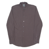 CALVIN KLEIN Slim Fit Mens Plain Shirt Brown Long Sleeve M