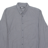 DKNY Mens Shirt Grey Gingham Long Sleeve L