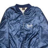 ARISTO JAC Purdle N9ETM Amateur Radio Club Marion IN Mens Bomber Jacket Blue Satin Nylon 80s USA XL