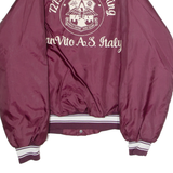 7275 Civil Engineering San Vito A.S. Italy Mens Bomber Jacket Maroon Satin Nylon 80s USA M