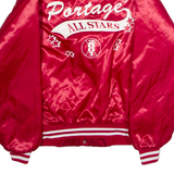 NEMESIS SPORTSWEAR Portage All Stars 2001 'Zachary' Mens Varsity Jacket Red Satin Nylon USA M