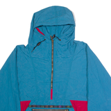 LL BEAN Womens Pullover Jacket Blue Nylon 90s Hooded Colourblock XL