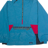 LL BEAN Womens Pullover Jacket Blue Nylon 90s Hooded Colourblock XL