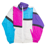 BLAIR BOUTIQUE Womens Shell Jacket White Nylon 90s Colourblock M