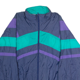FIRST RUN Mens Shell Jacket Blue Nylon 90s Striped L