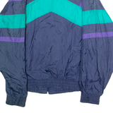 FIRST RUN Mens Shell Jacket Blue Nylon 90s Striped L