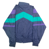 FIRST RUN Mens Shell Jacket Blue Nylon 90s Striped L