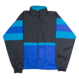 CHEETAH Mens Windbreaker Jacket Blue Nylon 90s Hooded Colourblock M