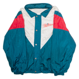 Caltex Mens Shell Jacket Green Nylon 90s USA Hooded Colourblock S