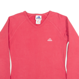ADIDAS Womens T-Shirt Pink Long Sleeve V-Neck UK 12